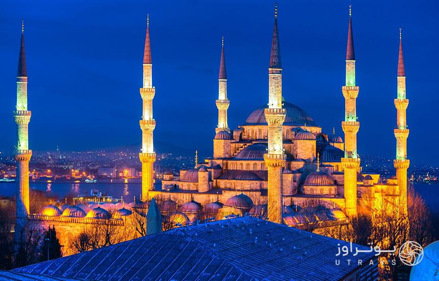 مسجد سلطان احمد استانبول در شب